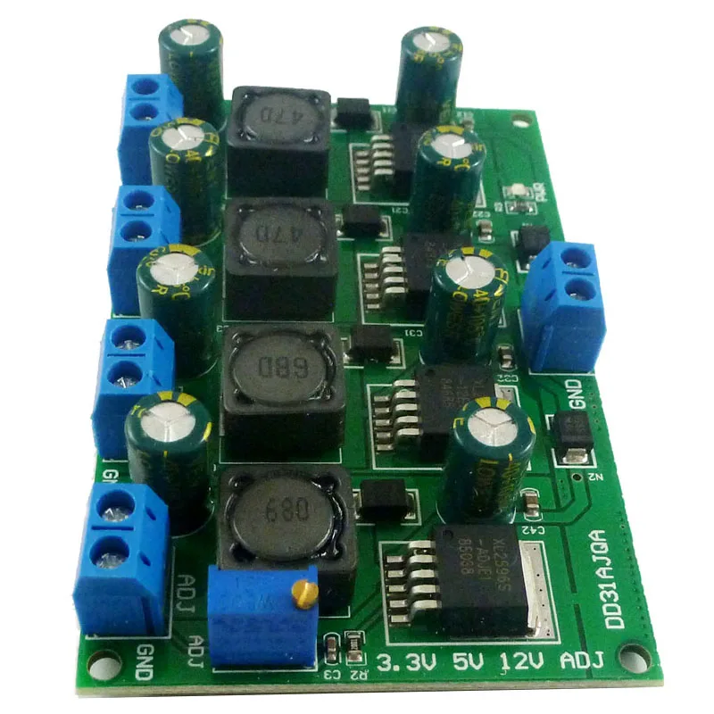 3A 4 Каналы несколько переключение Питание модуль 3 V 5V 12V ADJ Регулируемый Выход с