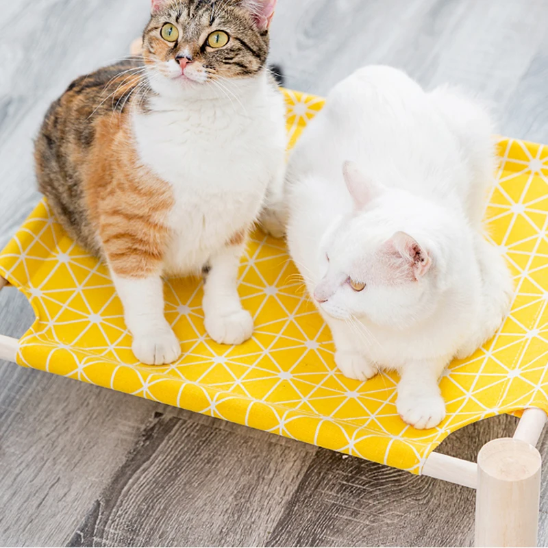 Cat and Dog Bed Moisture-proof in all Seasons Nest Portable Solid Wood Rabbit Small Kennel Washable Canvas Pet | Дом и сад