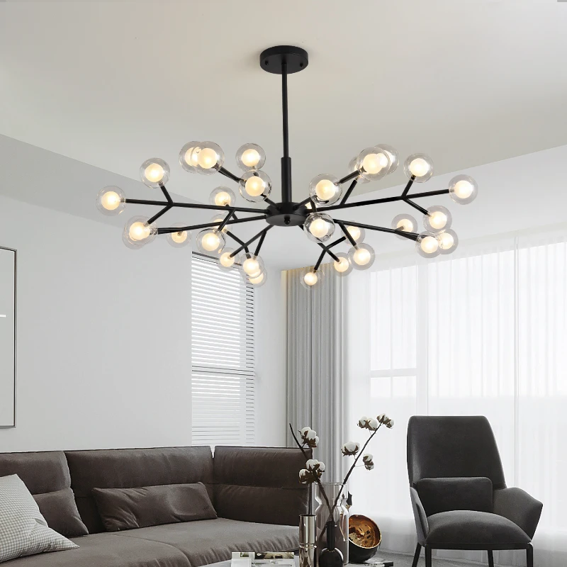 

Nordic glass bubble chandelier G4 bulb branching bubbles For Living Room restaurant Black/Gold Bedroom ceiling chandelier