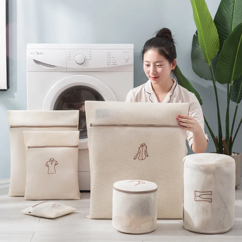 

Embroidery Laundry Bag Wash Underwear Washing Machine Bags Portable Travel Clothing Organizer Lingerie Socks Bra Laundry Basket