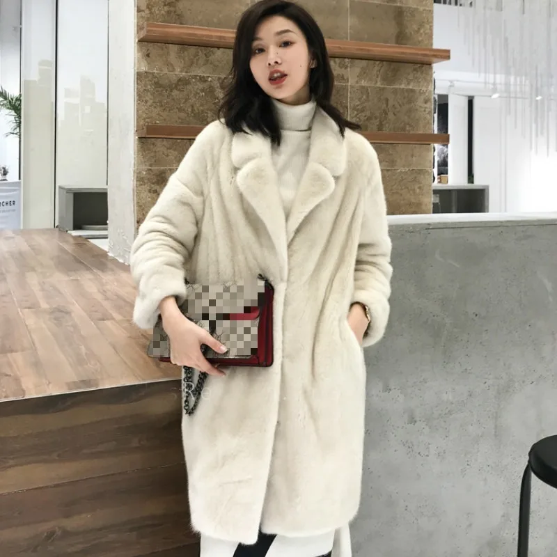 

Women Winter High Quality Faux Mink Fur Jacket Long Plus Size Female Plush Coats Coat Loose Warm Plush Fake Fur Lady Outwear