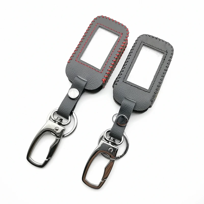 

Leather Key Cover For Starline E90 E91 E60 E61 E62 LCD Remote Control Only Two Way Car Alarm Keychain Case