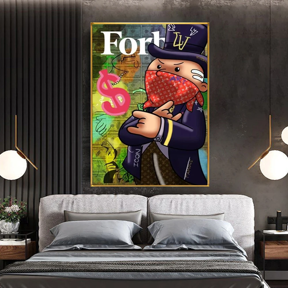 

Alec Monopoly Forbes Boss Street Art Canvas Painting Art Posters Prints Wall Art Modern Living Room Home Decor Cuadros Pictures