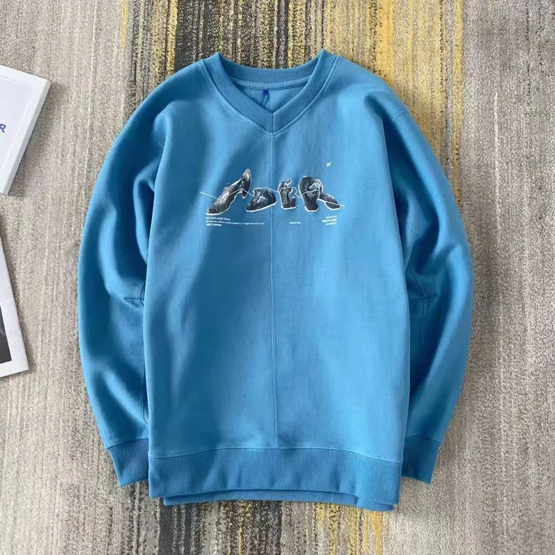 

ADER ERROR Sweatshirts V-Neck Men Woman 1:1 High Quality ADER Paint Logo Thick Embroidery Adererror Mid Split Line Male Clothes