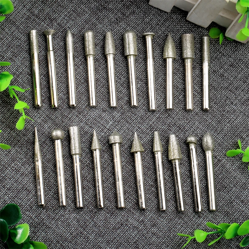 20Pcs Grit#120 Diamond Coated Rotary Grinding Cutting Point Burrs Drill Bit Head 6mm Shank for Die Grinder DIY Power Tool | Инструменты