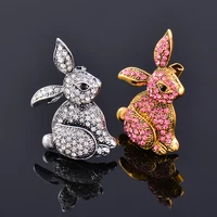 kioozol luxury rhinestone rabbit shape rose gold silver color brooch for women animal style jewelry accessories zd1 xs5