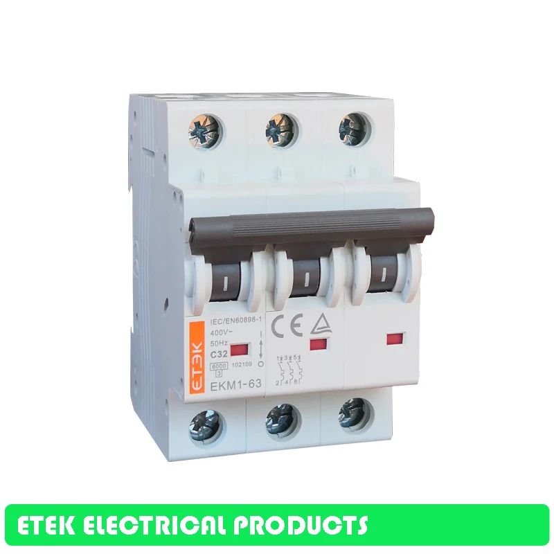 MCB EKM1-63 1P 2P 3P 4P AC C Тип 230/400V~ 50 Гц/60 Гц Мини автомат защити цепи 10A 16A 20A 25A 32A 40A 50A 63A