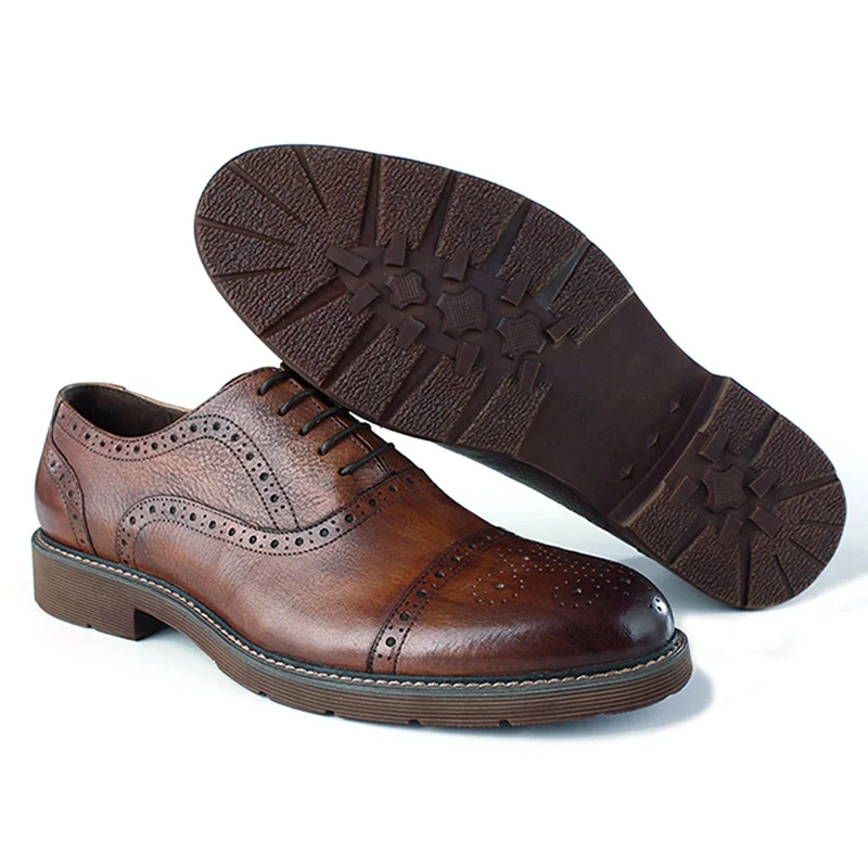 Новинка винтажные мужские полуботинки из натуральной кожи оксфорды с круглым