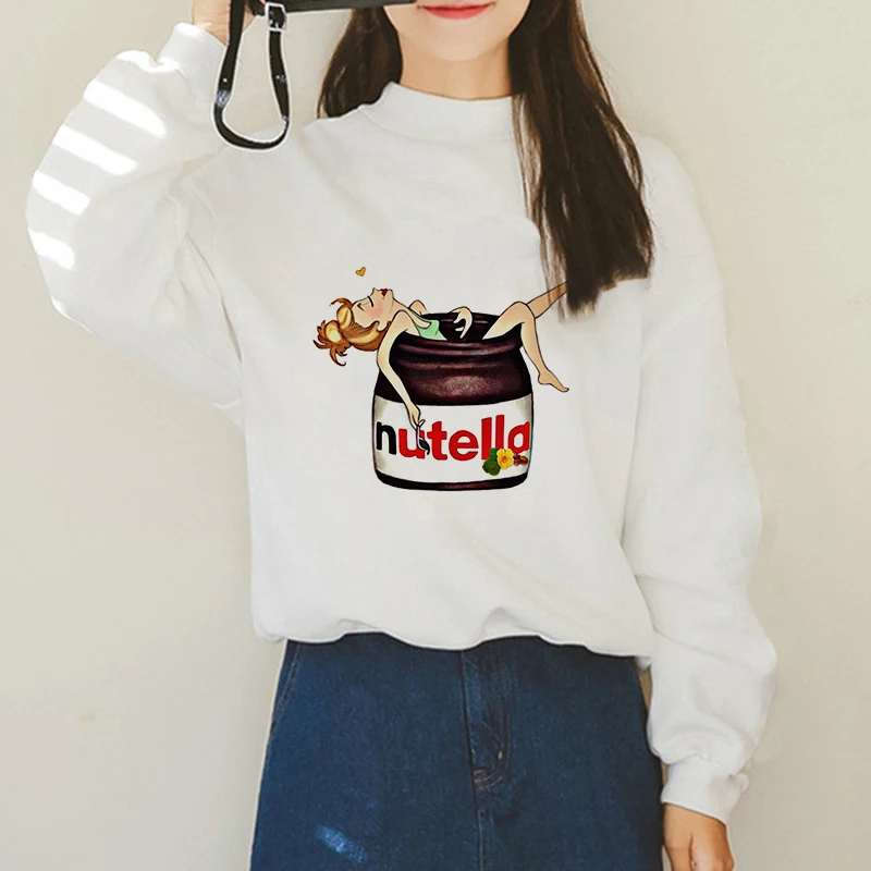 Женская толстовка с капюшоном Kawaii Nutella Повседневная Толстовка в стиле Харадзюку