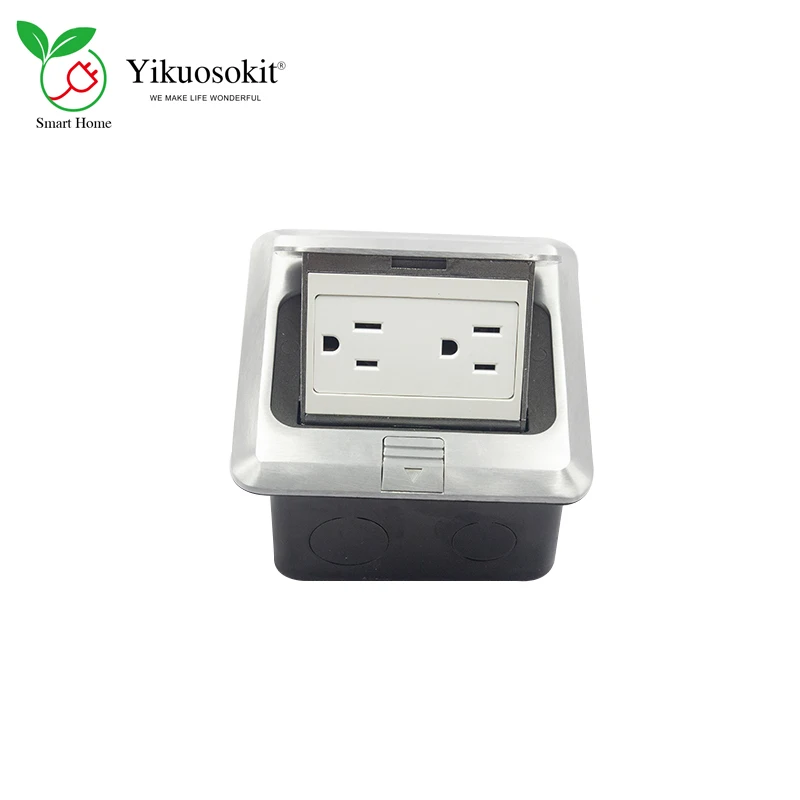 

All Aluminum Panel 2 Ways US Schuko Jack Ground Plug Outlets Damping Electrical Pop Up Floor Sockets With Lid Customized Accept