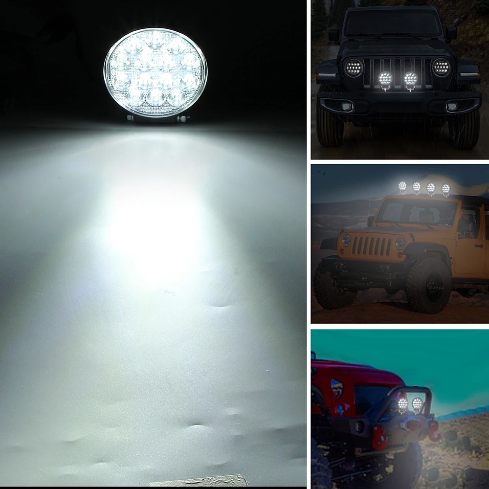 

140W 6000K 14000LM Circular LED Work Light Waterproof Spotlight Headlight Bulbs for Off-Road Suv Boat 4X4 Jeep Truck Cars