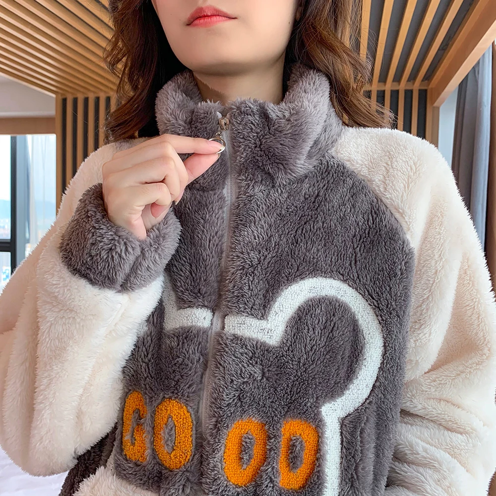 5XL размера плюс женские зимние утолщенные теплые фланелевые пижамы комплекты с