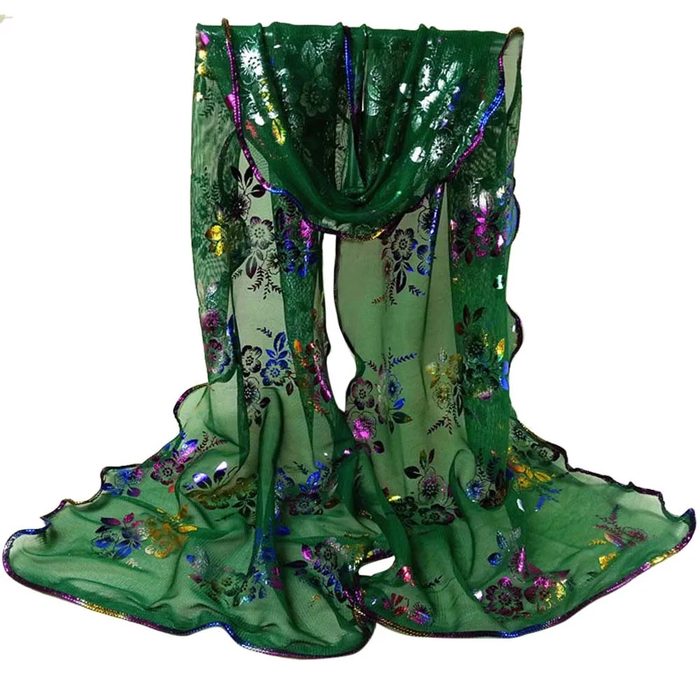 Женский яркий цветочный принт кружевной Шарф длинная мягкая шаль палантин