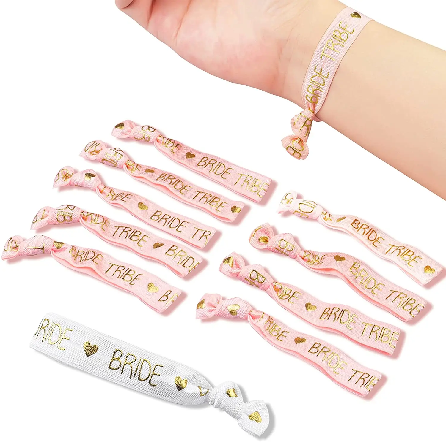 10pc Bachelorette Party Wristbands Bride Hair Ties Bridesmaids Hen Wedding Bridal Shower Favors Decoration | Дом и сад