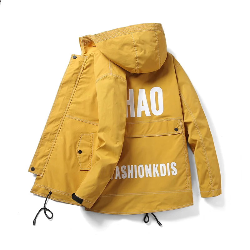 

Men's Jacket with Nood Soft Military Tactical Jacket Men Windbreaker Deep Pocket Bomber Jacket Korean Style Techwear Letter