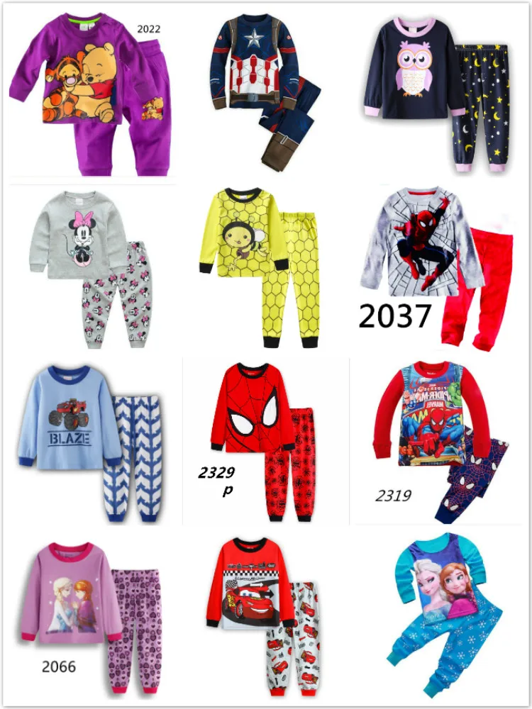 

Baby mickey clothes Minnie Pooh Spiderman Long Sleeve Pajamas Set Kids Boy Outfit Clothing Sleepwear autumn girls pyjama suit