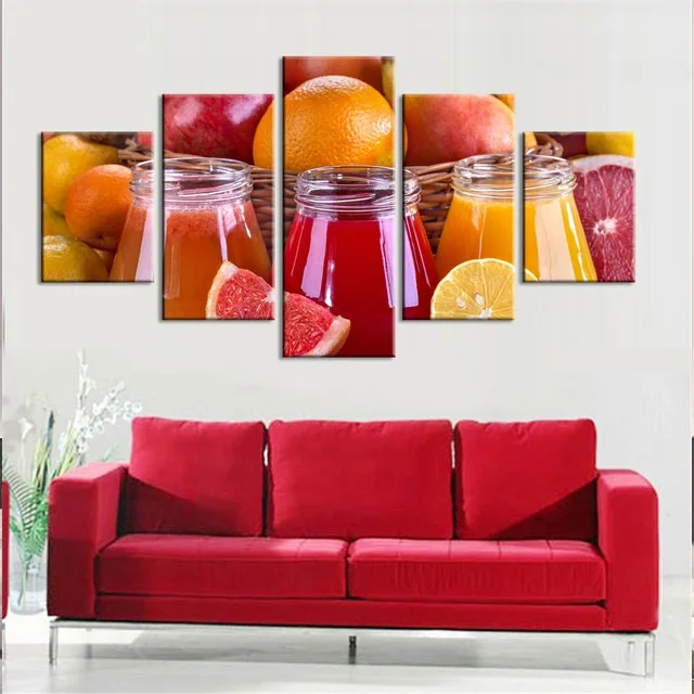 Canvas Paintings Posters 9 Colorful Table Fruit Food Wall Art Framework Home Decor 5 Pieces Print Decorative Picture Living Room | Дом и сад