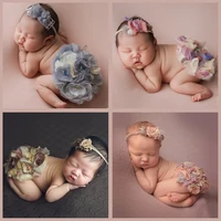 2 pcs baby flower skirt set newborn photography props hair band romper skirt kit infants photo shooting clothing outfits