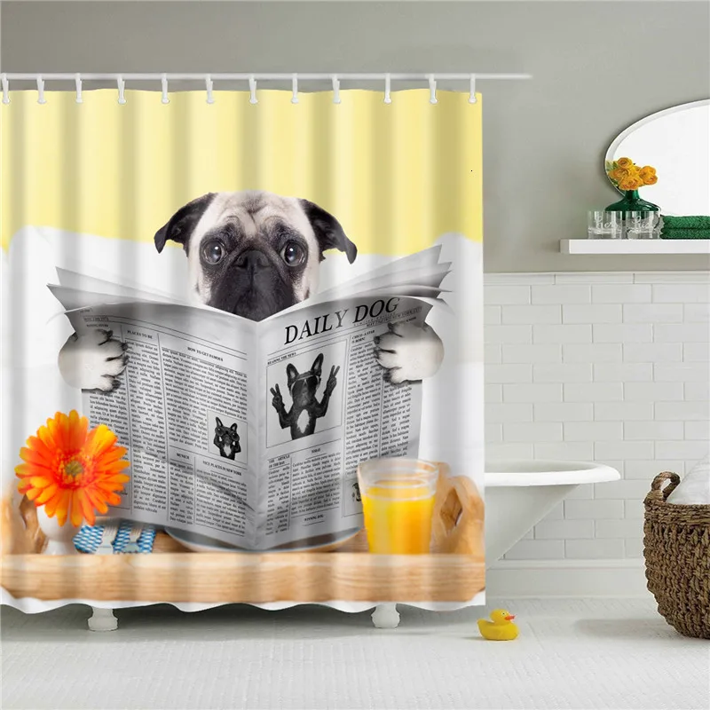 

Animals Dog Pictures Shower Curtains For Bathroom High Quality Waterproof Bath Curtain Polyester Fabric Bath Decor With Hooks