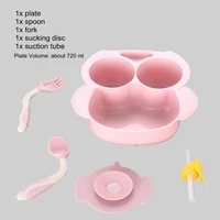 deep adsorption plate soup snack compartment sectional with suction cup for food baby feeding set plastic tableware for kids