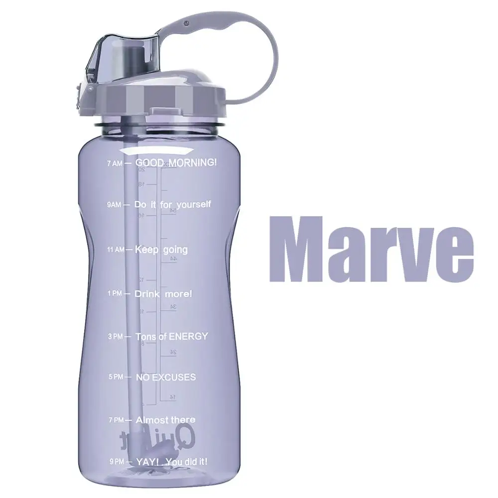 Mauve Bottle QuiFit 2L 3.8L галлон Тритан Спортивная бутылка для воды с соломинкой большой протеиновый шейкер для напитков бутылки Тыква чашка кувшин BPA бесплатно открытый тренажерный зал - Цвет: Mauve Bottle