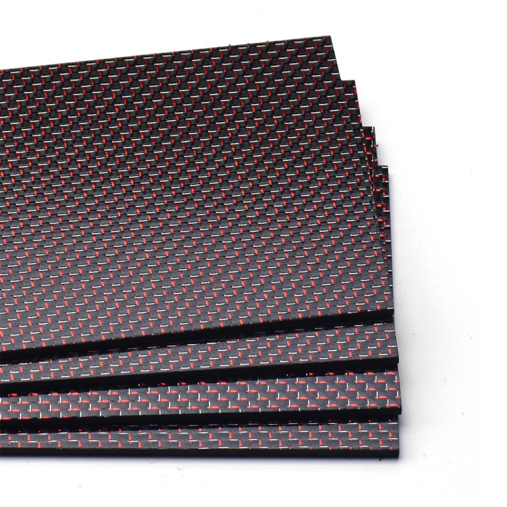 Hoja de fibra de carbono de Color 3K, 400x500mm, mate, liso, brillante, espesor 0,5-2,5mm, 100% laminado de alta temperatura, oro, azul, plata, Rojo-0