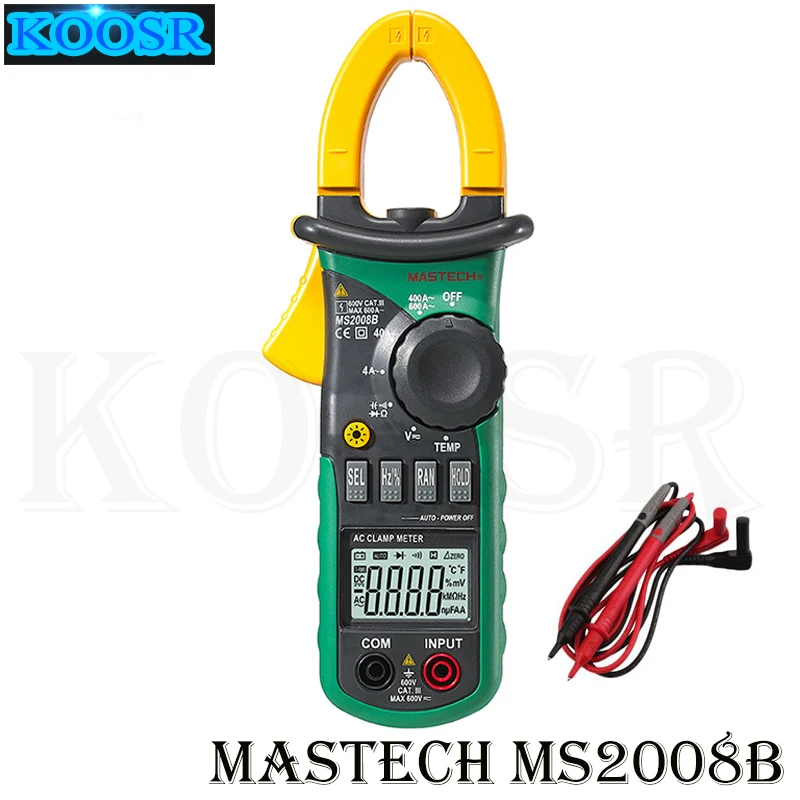 MASTECH MS2008B цифровой клещи с светильник темп частота ACDC цифровой мультиметр электрический тестер токовые клещи переменного тока Амперметр