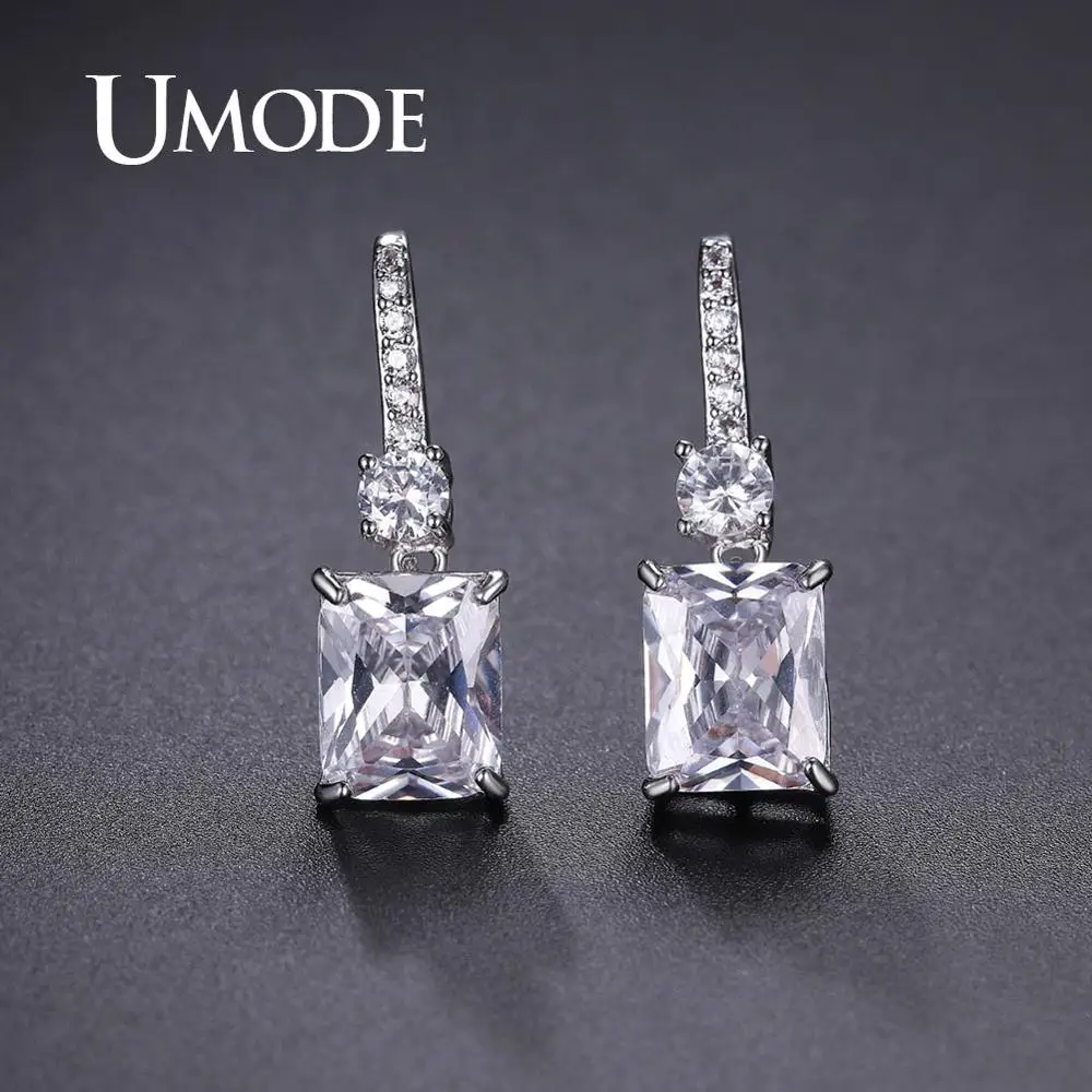 Женские серьги подвески из белого золота с фианитами|Серьги-подвески| |