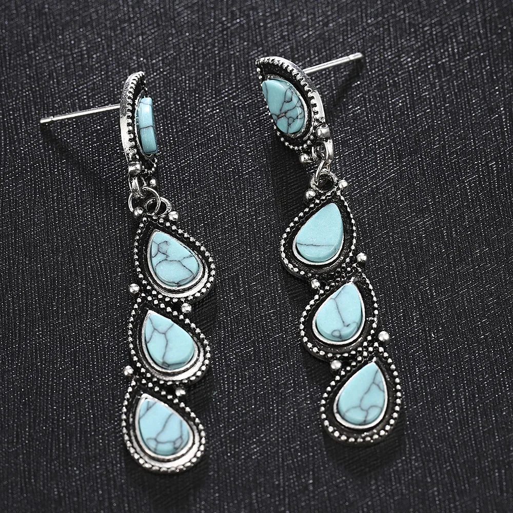 Vintage Indian Jewelry Silver Color Moonstone Pearl Ear Hook Dangle Drop Earrings - Perfect Gift image 3