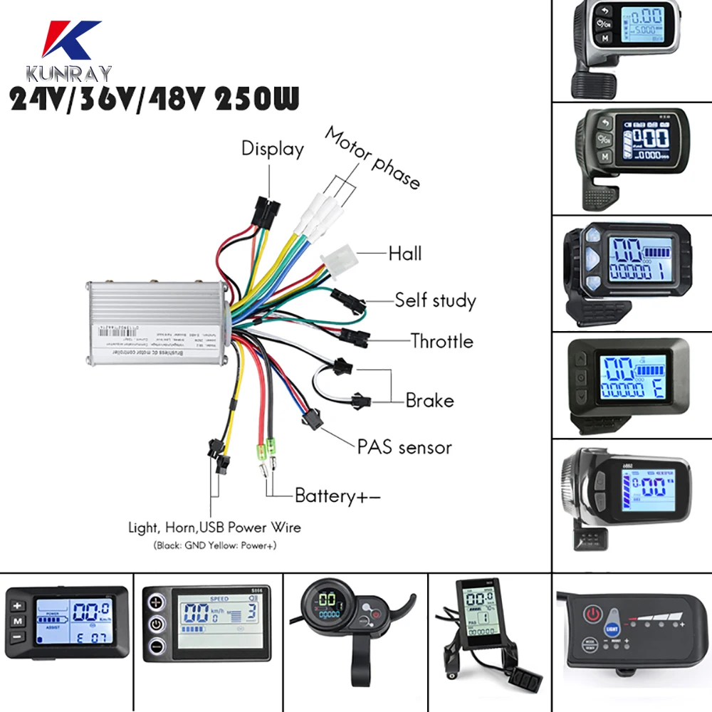24V/36V /48V 250W велосипед бесщеточный контроллер фара для электровелосипеда в Дисплей