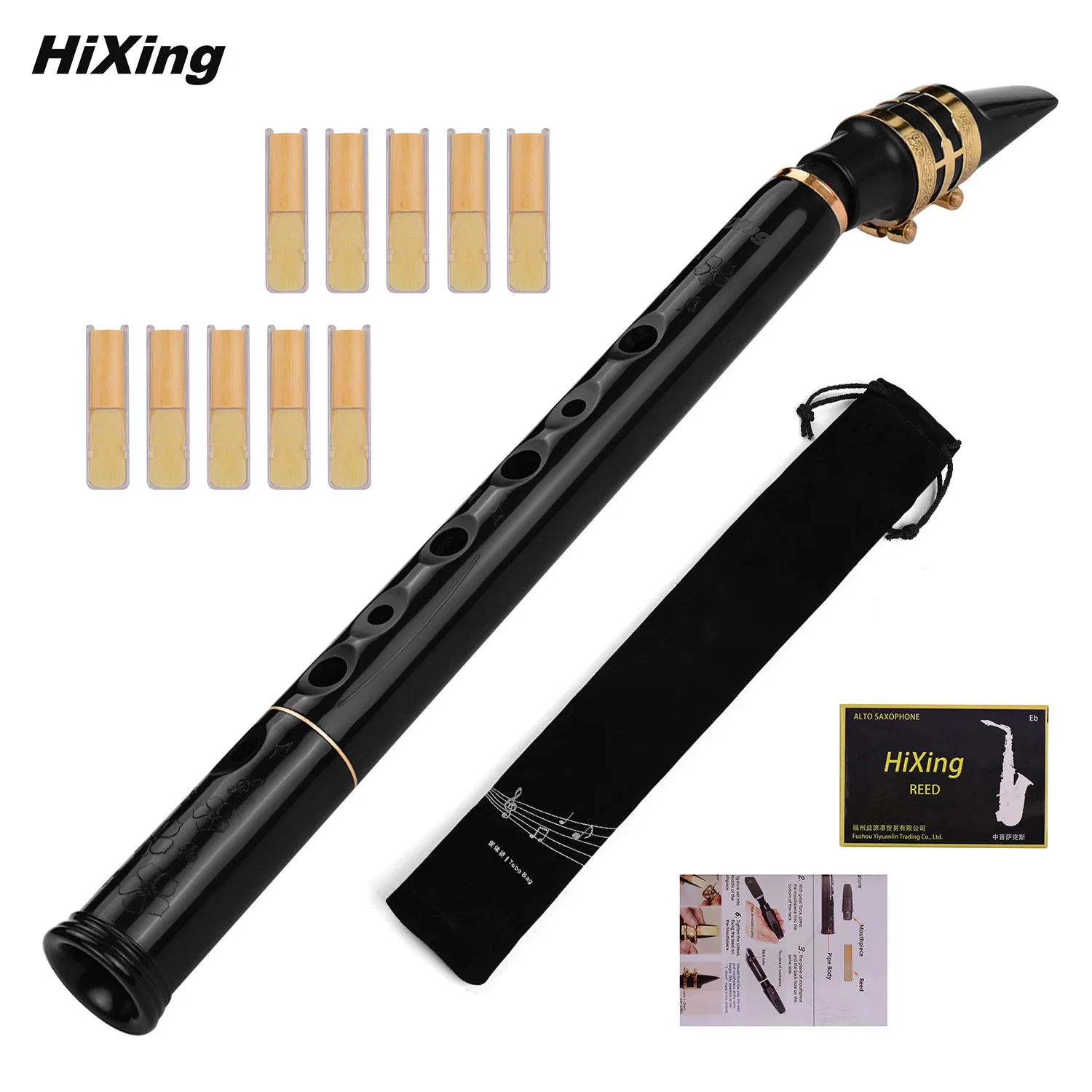 Мини саксофон HiXing C Key карманный мини из АБС пластика с мундштуками сумка для