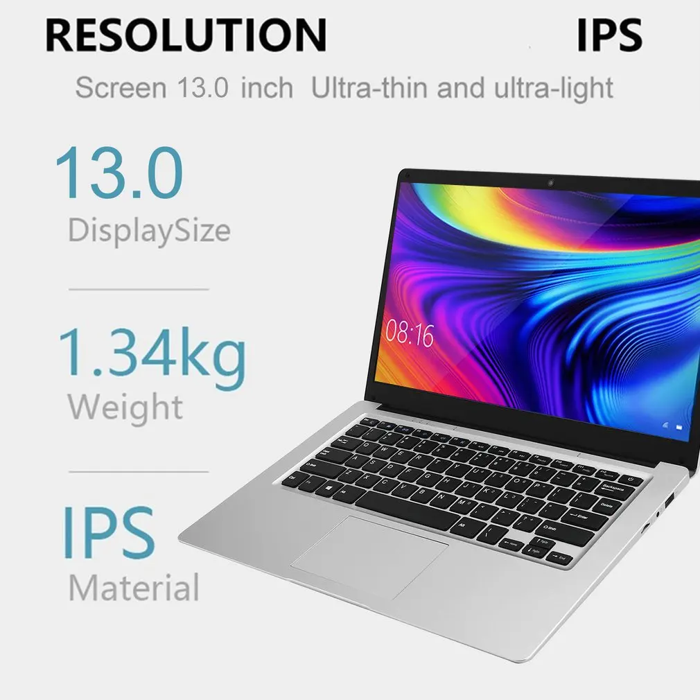 13.3-Inch 3+32GB Four Core Windows 10 Laptop Ips Screen Computer With 4 National Keyboard Films WIFI HDMI