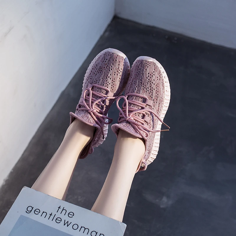 Женские кроссовки со шнуровкой сетчатые на платформе модные легкие теннисные