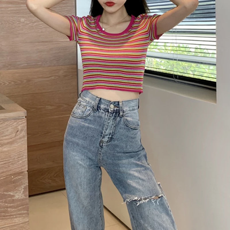 Короткий интернет Лидер продаж Женские мокасины в корейском Стиль радужные