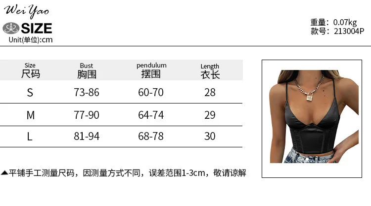 

WeiYao Y2k Tank Tops Women'S Sexy V Neck Satin Corset Crop Sleeveless Spaghetti Strap Slim Butier Top Party Clubwear Camis