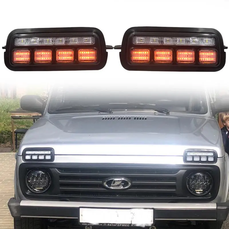 Для Lada Niva 4X4 1995-светодиодный задний фонарь светильник s с Бег сигнала поворота светильник Реверсивный Водонепроницаемый Светодиодный дневной Бег светильник