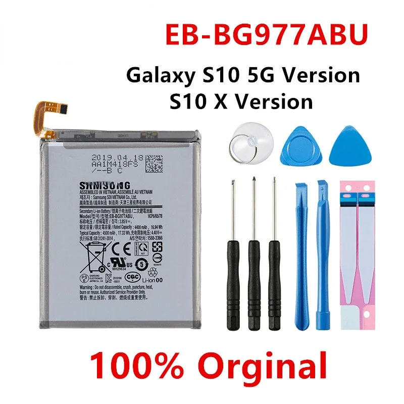 

Orginal EB-BG977ABU 4500mAh Battery For Samsung GALAXY S10 5G Version S10 X Version SM-G977 SM-G977V/U/T Batteries+Tools