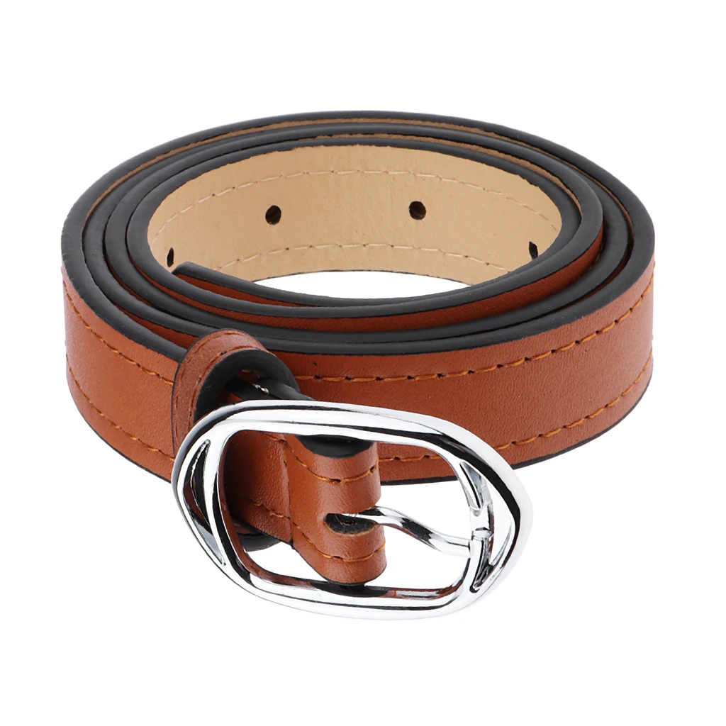 

Men Women's Skinny Waist Belt Leather Adjustable Waistband Pin Buckle Unisex