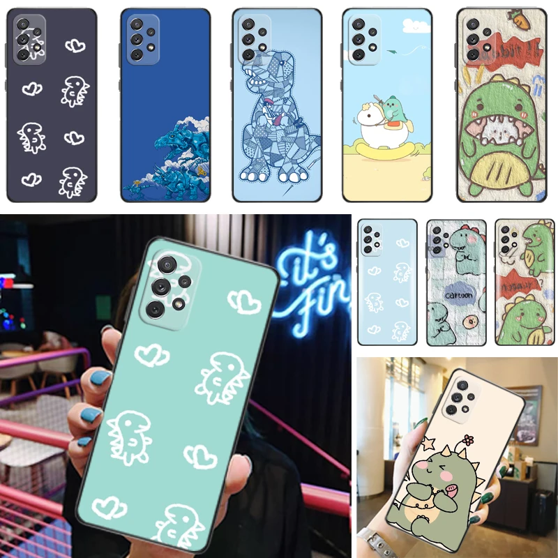 

Cute Flowers Couples Dinosaur Funny Color Painting Phone Case For Samsung Galaxy A52 A72 4G 5G Soft TPU Cases Funda Carcasa