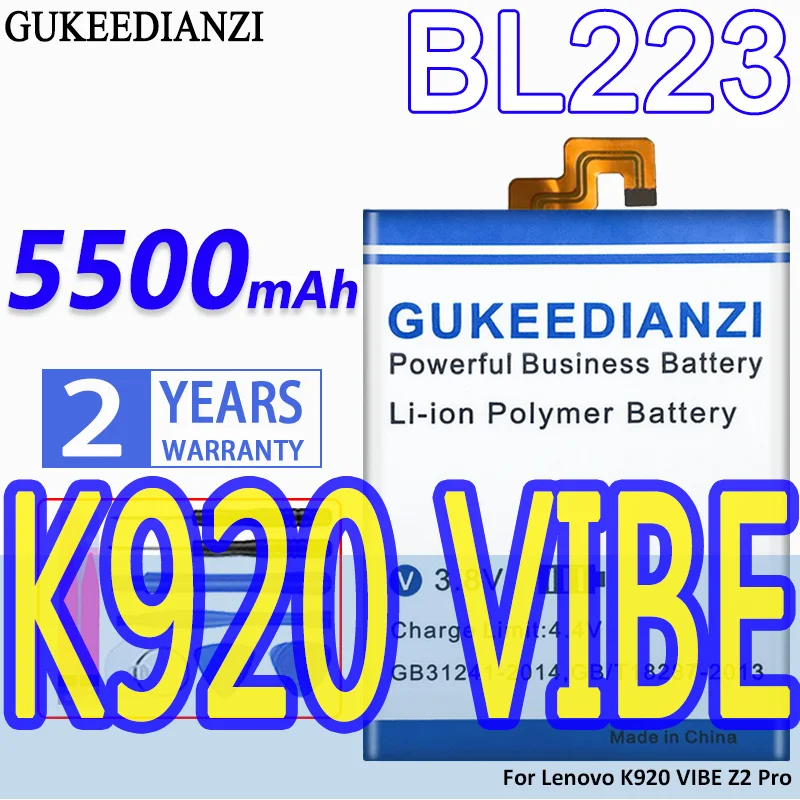 

Аккумулятор GUKEEDIANZI высокой емкости BL223 5500 мАч для Lenovo K920 VIBE Z2 Pro Z2Pro