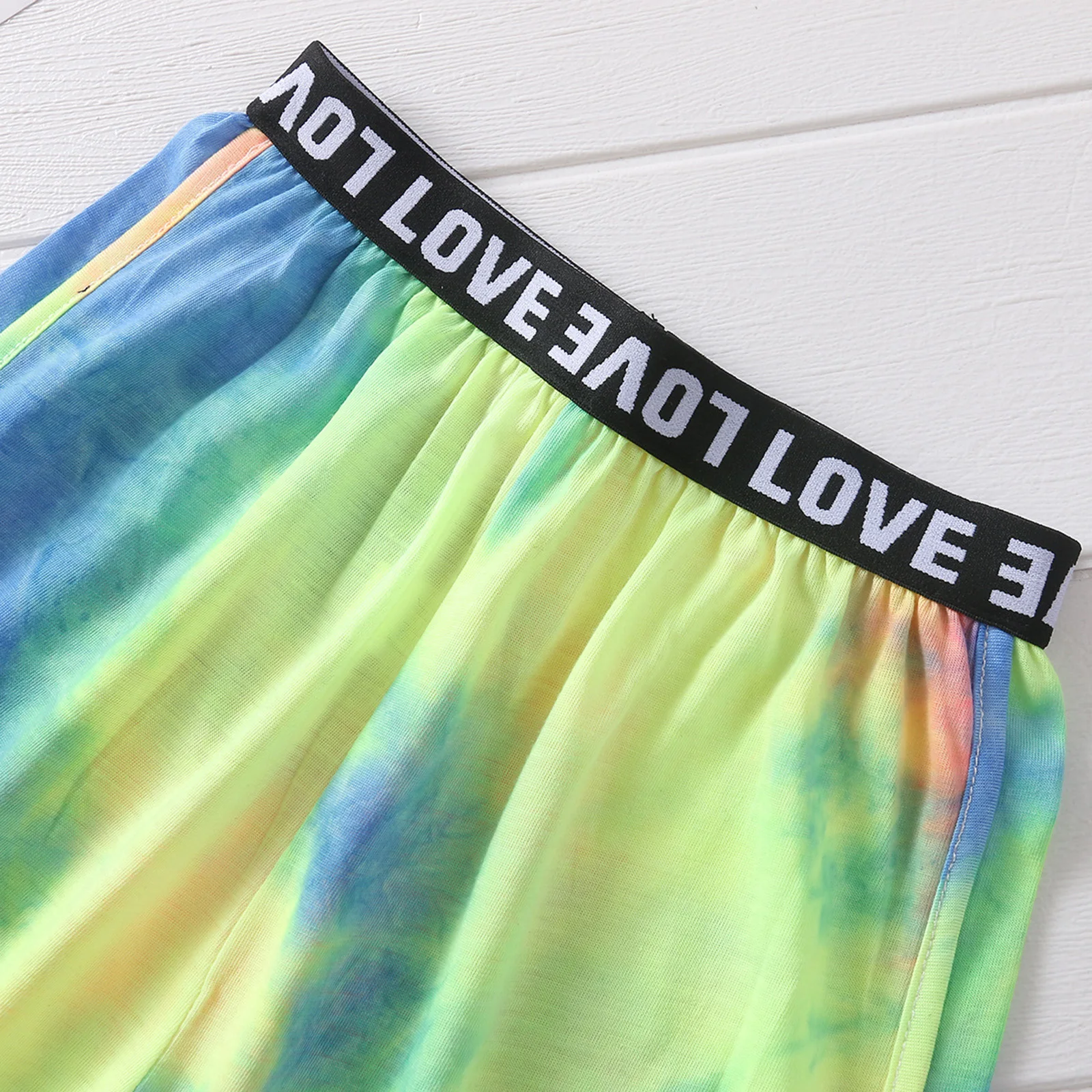 

Kids Girls Summer Outfits Sleeveless Hollow Neckline Crop Vest Top with Elastic Waistband Shorts Children Tie Dye 2Pcs Set
