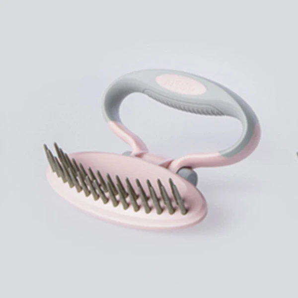 Pink-Straight Pet гребень для кошек собак для удаления волос и массажа игла из нержавеющей стали для кошек уход за щеткой Инструменты красивая щетка для стрижки волос продукт для домашних животных - Цвет: Pink-Straight