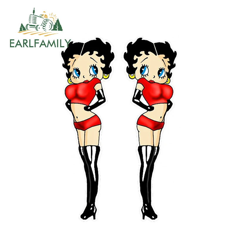 EARLFAMILY, 13 см X 8,2 см, Betty Boop, наклейки на грудь, набор, автомобильный стиль, виниловые наклейки, графический декор, окно, автомобильные наклейки на бампер