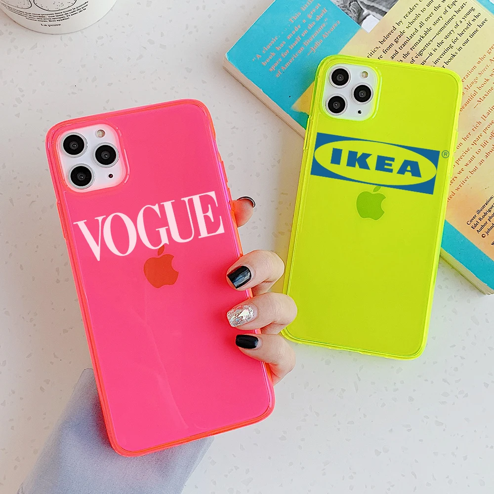 Модный чехол для телефона с флуоресцентными буквами iphone 11 Pro Max X XR XS 7 8 plus