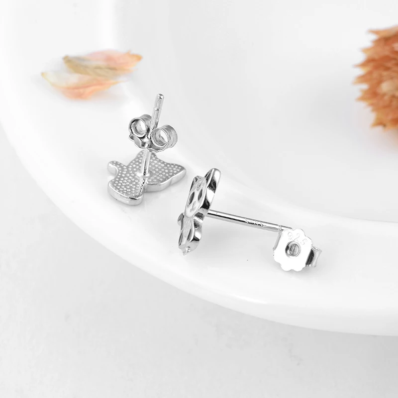 Женские серьги-гвоздики из серебра 925 пробы с эмалью | Украшения и аксессуары