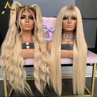 ombre honey blonde synthetic lace front wig long wavy synthetic lace wig heat resistant cosplay wigs for black women aiva peluca
