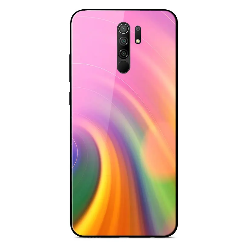 

Case For Redmi 9 Fashion Painted Mirror TPU frame High Quality Tempered glass shockproof Back Cover For Redmi 9 Cover 6.53 inch