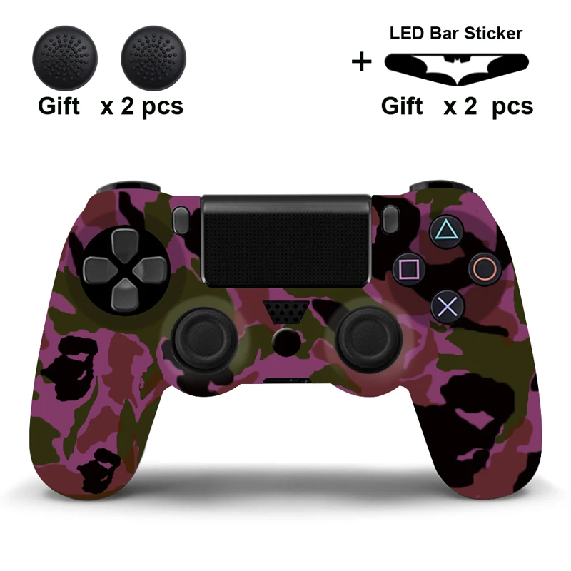 Camo Purple Мягкий силиконовый резиновый кожаный чехол, гелевый защитный чехол для Playstation 4 для PS4 контроллера, камуфляжный стиль - Цвет: Camo Purple