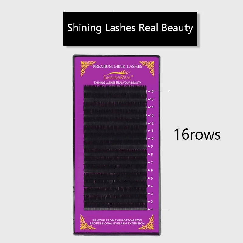 ShiningReal, 16 рядов, искусственные норковые Индивидуальные ресницы, ресницы maquiagem cilios для профессионалов, мягкие норковые ресницы для наращивания