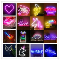 led neon night light wall art sign rose rainbow wall hanging neon for home bedroom party room decor christmas gift
